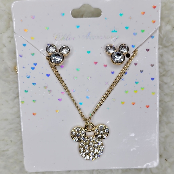 Mickey Mouse Disney Rhinestone Necklace Accessories Jewelry